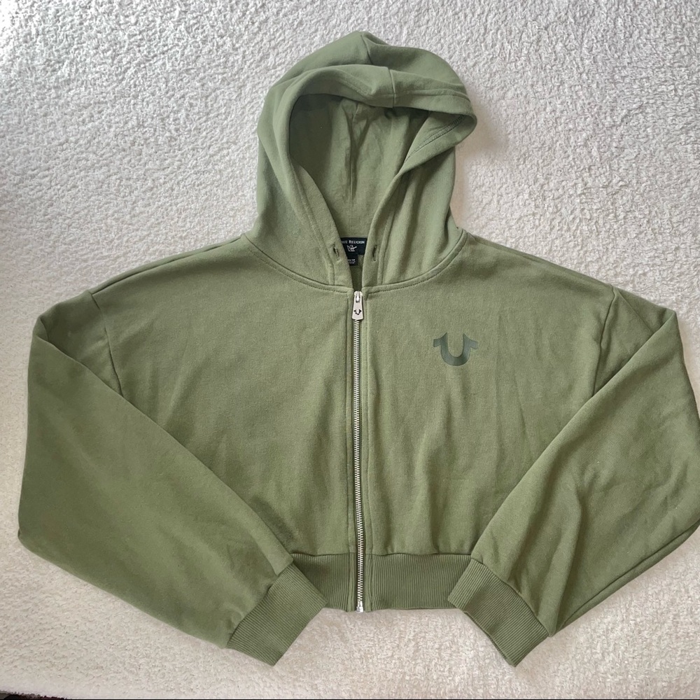 TRUE RELIGION CROPPED ZIP UP
